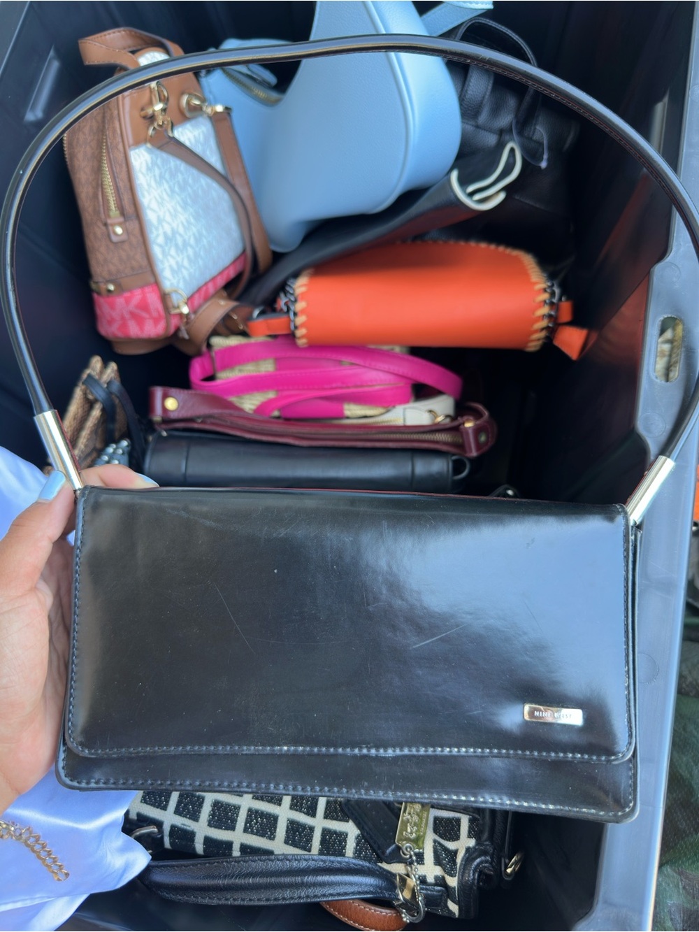 Classic Black Leather Shoulder Bag